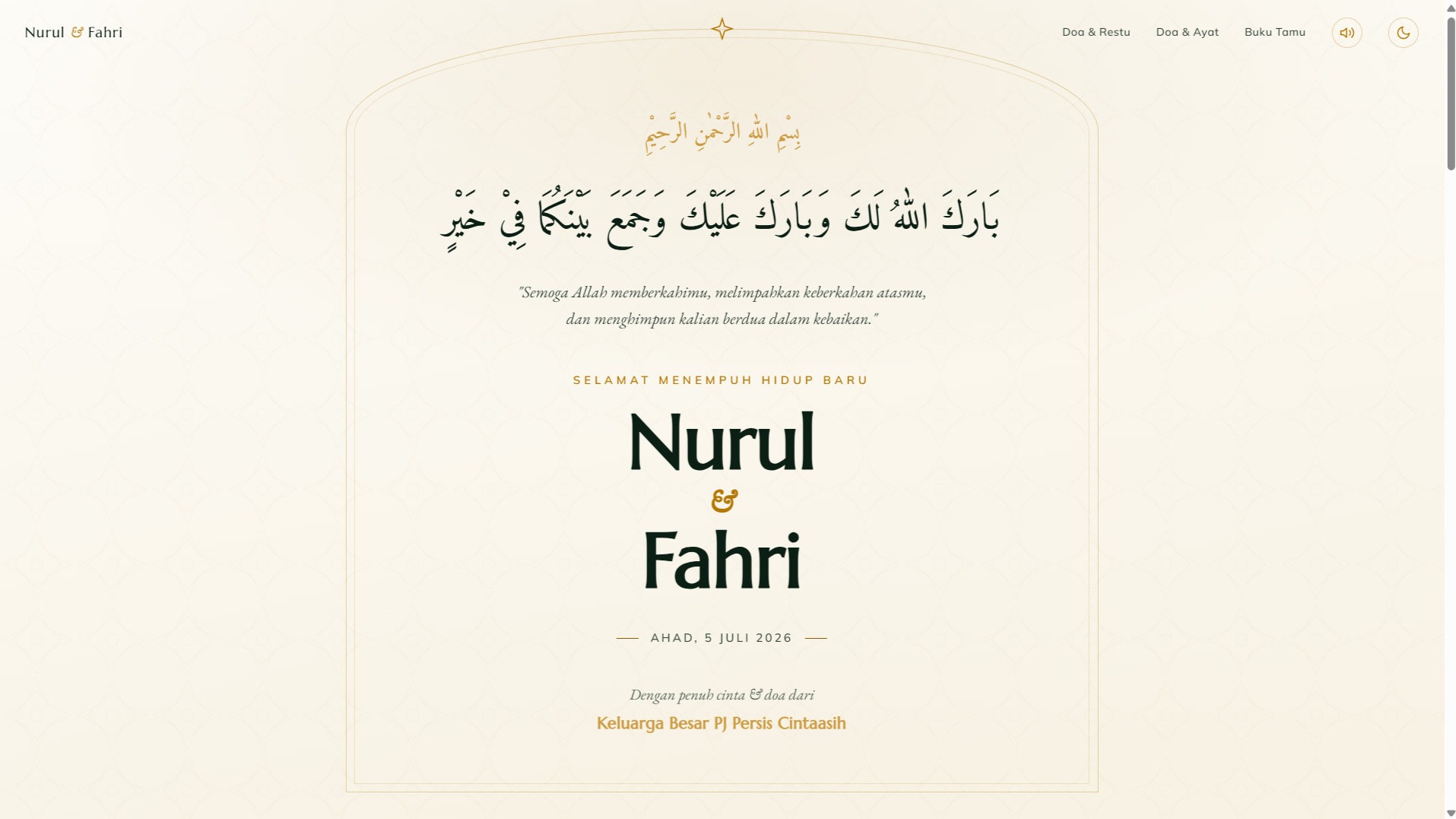 Website Tahniah Pernikahan Nurul & Fahri