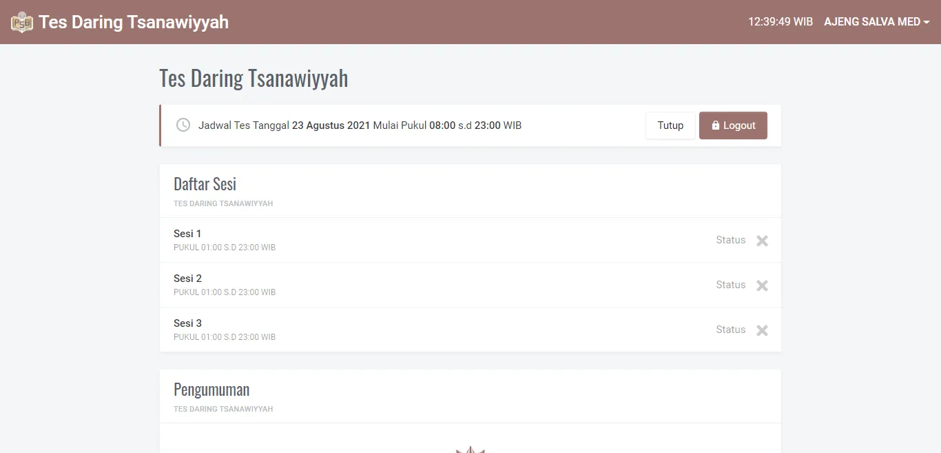 Aplikasi Website Tes Daring PPI 31 Banjaran