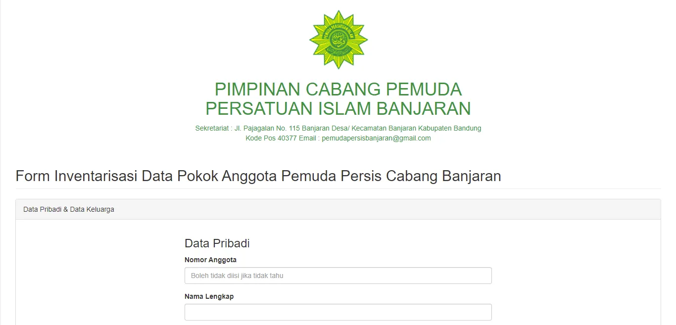 Aplikasi Website Sensus Anggota PC. Pemuda Persis Banjaran