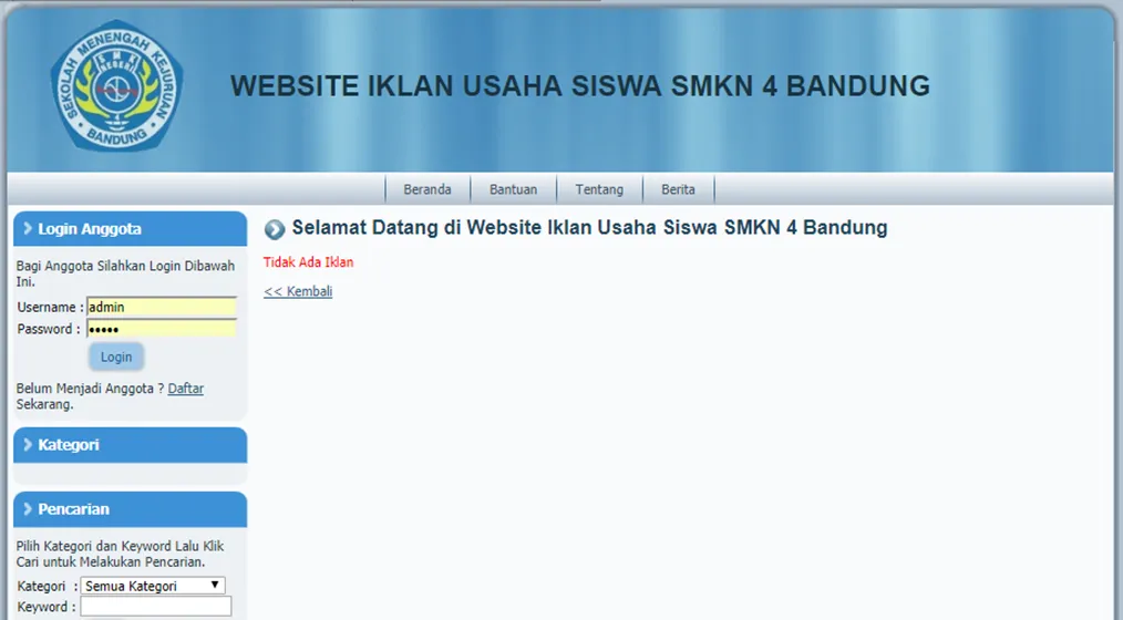 Website Iklan Usaha Siswa SMKN 4 Bandung