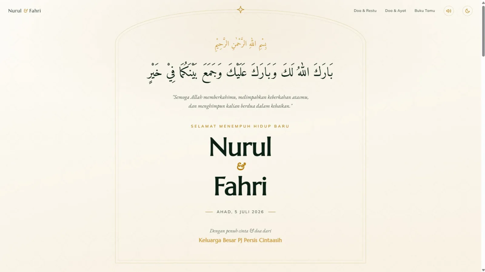 Website Tahniah Pernikahan Nurul & Fahri