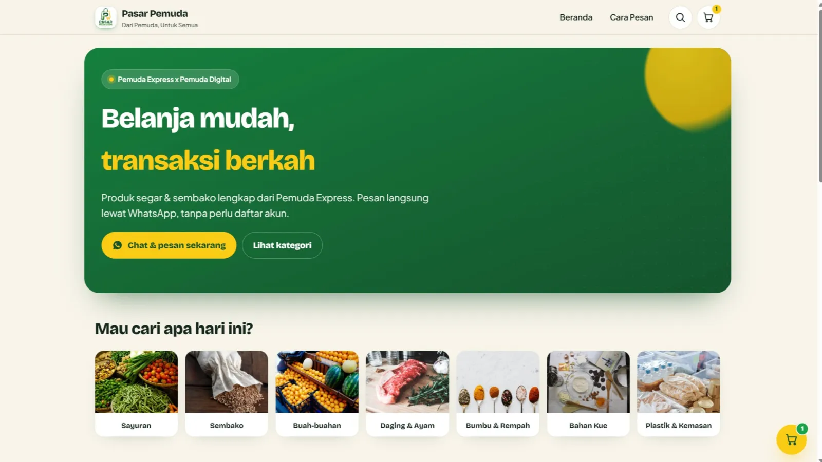 Website Toko Online Pasar Pemuda
