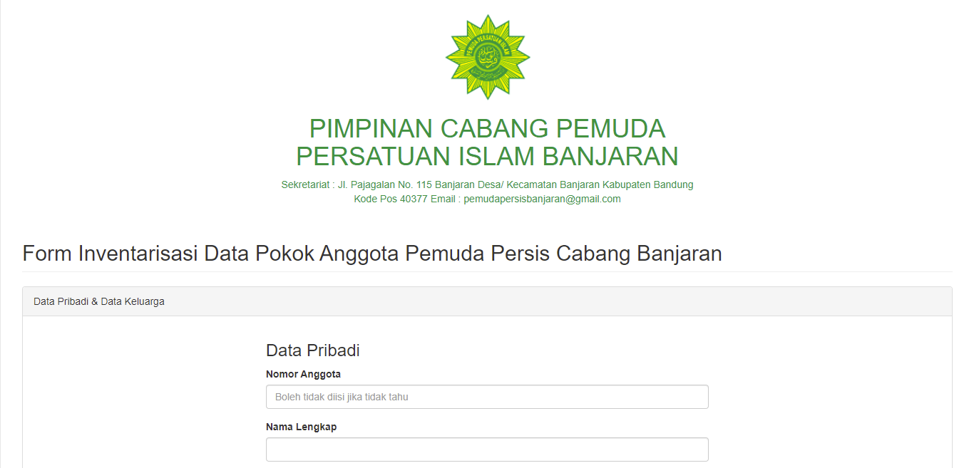 Aplikasi Website Sensus Anggota PC. Pemuda Persis Banjaran