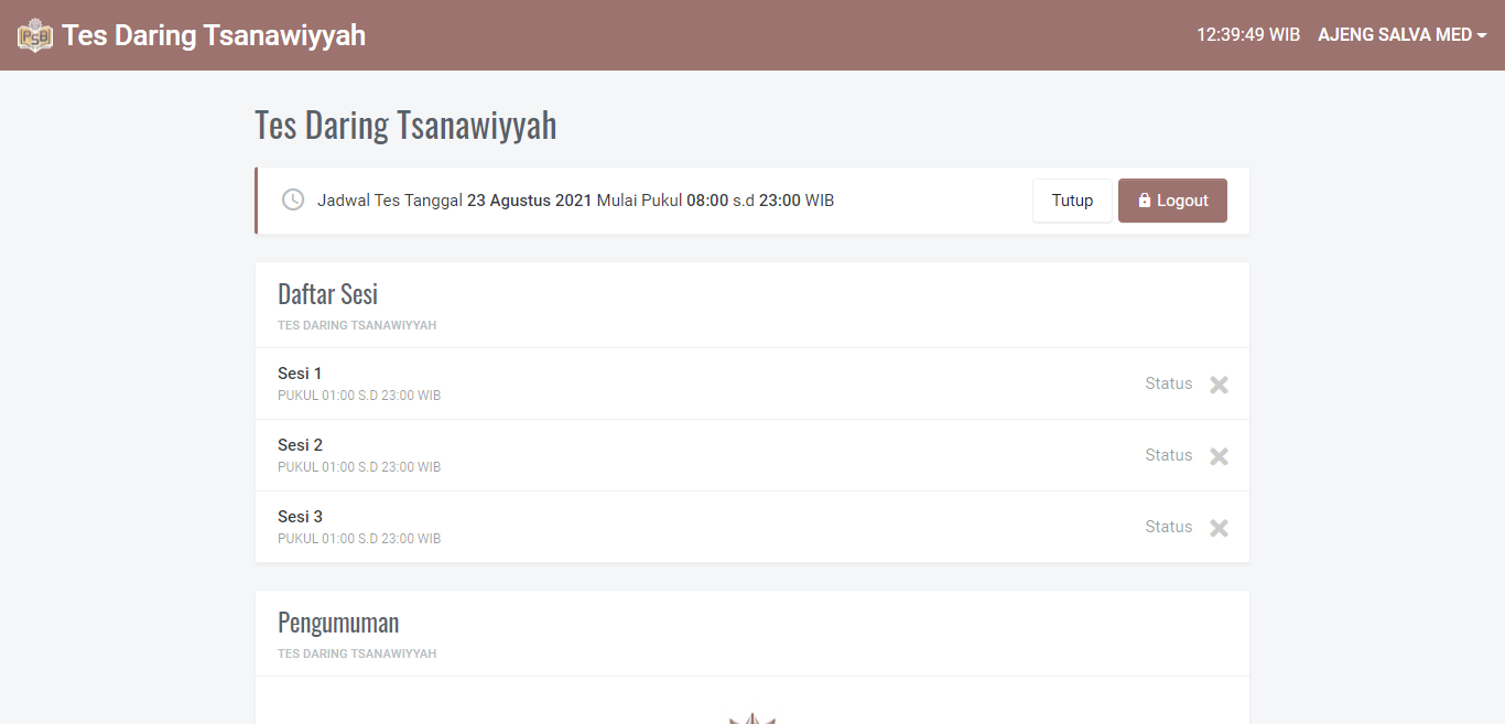 Aplikasi Website Tes Daring PPI 31 Banjaran